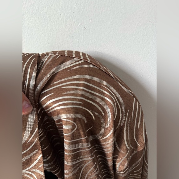 VTG Bomber Jacket Zip Up Brown Silver Swirl Pattern Hippie Boho Jacket Size M OS - Picture 11 of 11